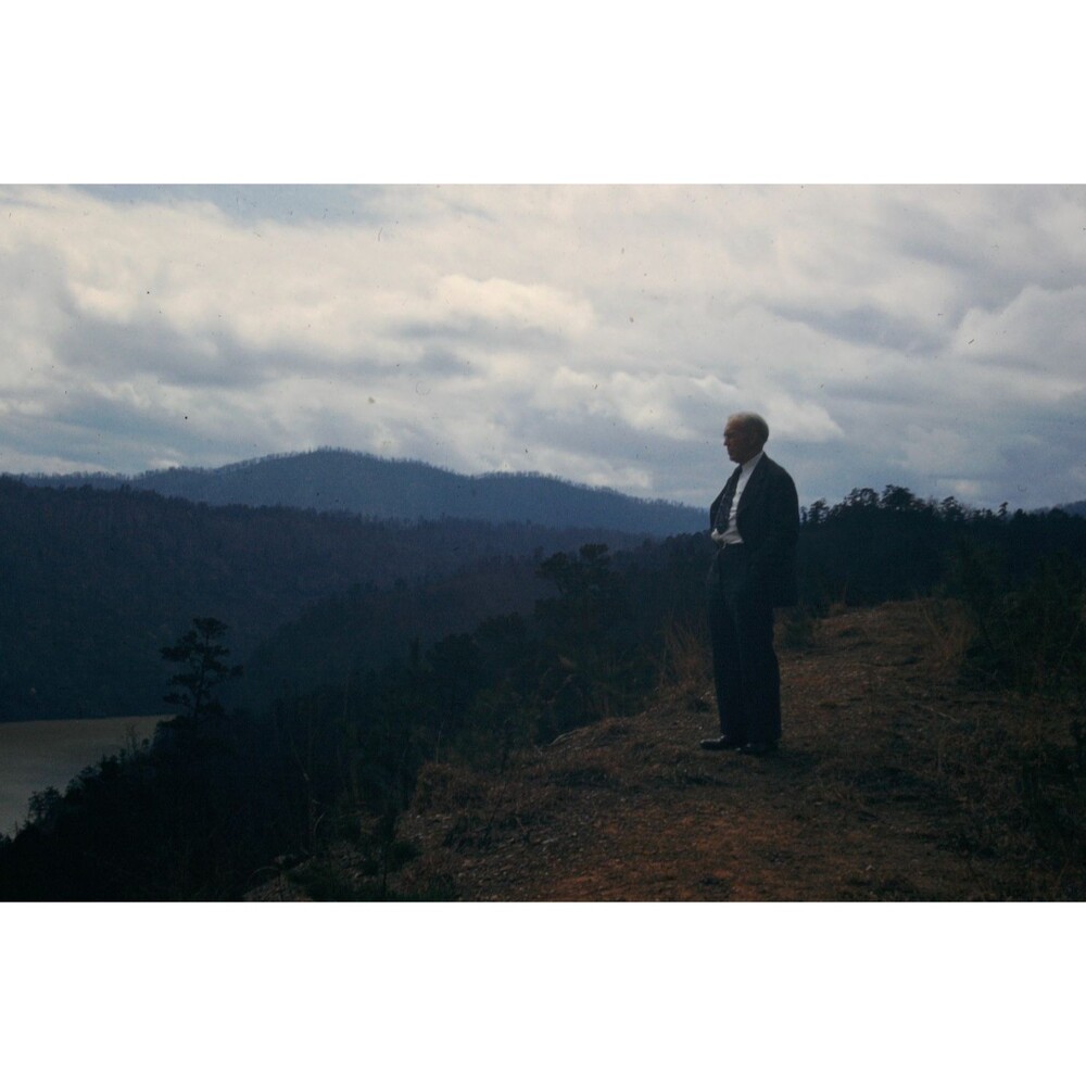 Kodak Slide 1940s Red Border Kodachrome Older Gentleman Standing By a Cliff